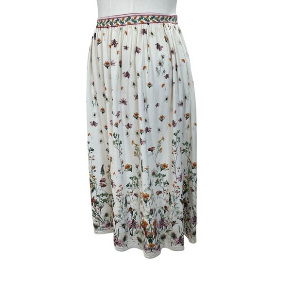 Max Studio Floral Midi Skirt Cottagecore Boho Prairie Botanical Print Pockets L - Picture 5 of 9